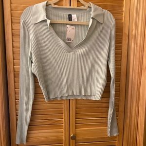 H&M Collared Ribbed Crop Top